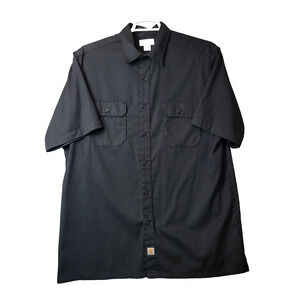 Carhartt Black Short Sleeve Relaxed Fit Button Up Work Shirt Men's XL Pockets
